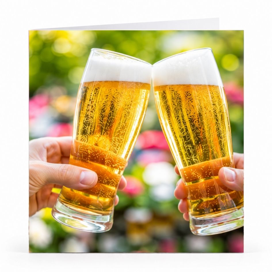 Wenskaart – “Proost met bierglazen” – 8 Stuks - Afbeelding 2