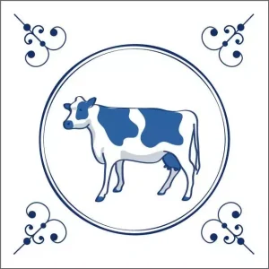 Delftsblauw wenskaart – koe – 6 stuks