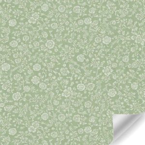 Papierrol – Bloemen Lichtgroen – 50 cm x 100 meter