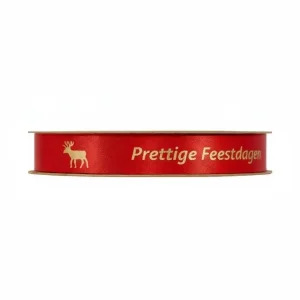 Satijn lint – Prettige Feestdagen – Rood