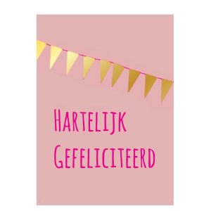 Wenskaart – “Hartelijk Gefeliciteerd” – 6 Stuks (incl. Envelop)