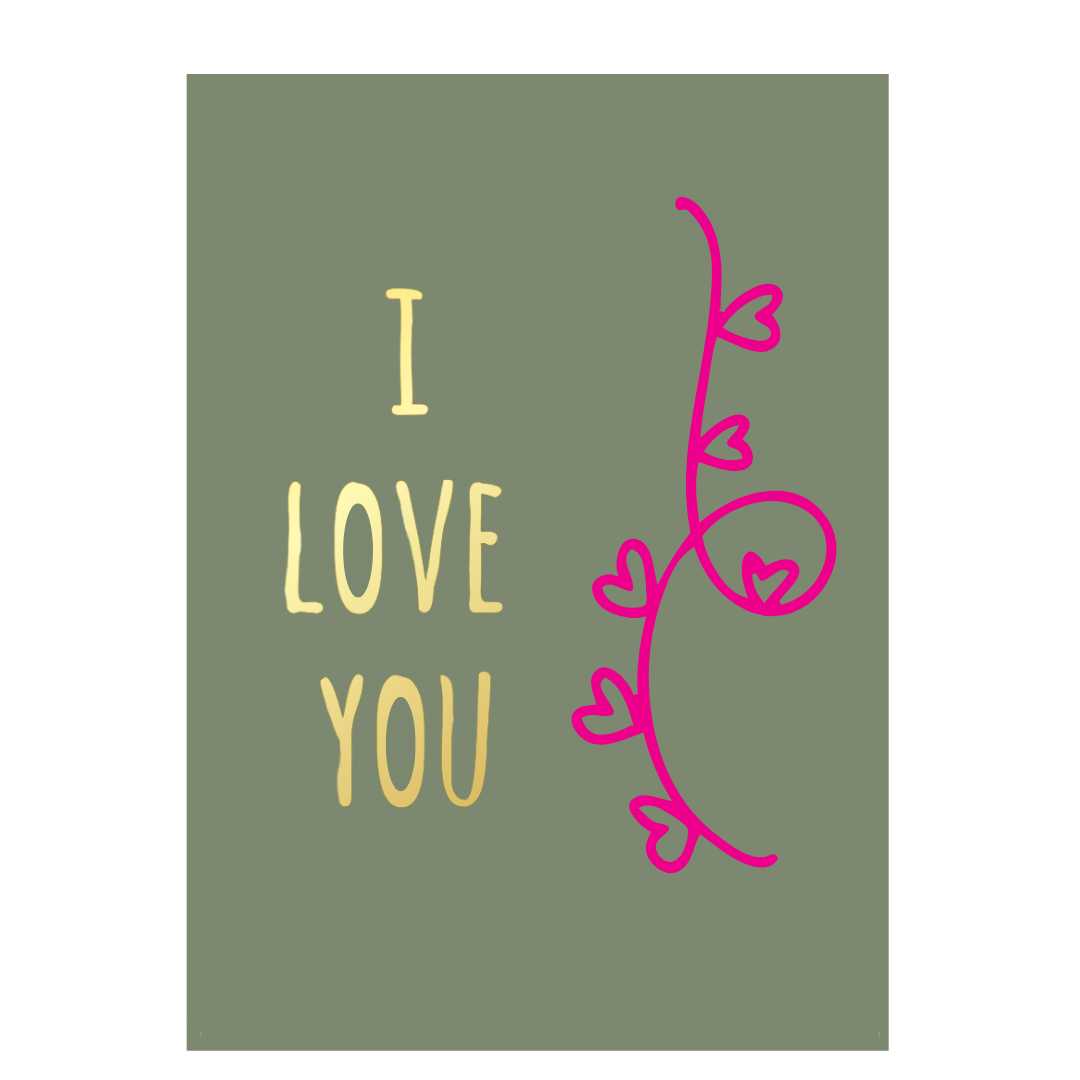 Wenskaart – “I Love You” – 6 Stuks (incl. Envelop) - Afbeelding 2