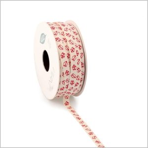 Lint – Mijter – Wit-Rood – 25m x 8mm