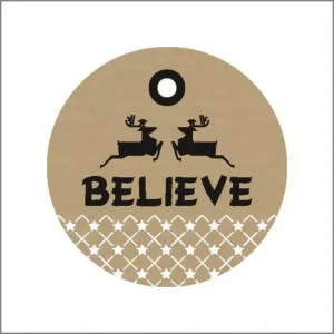 Cadeau label rond – Believe – 20 stuks
