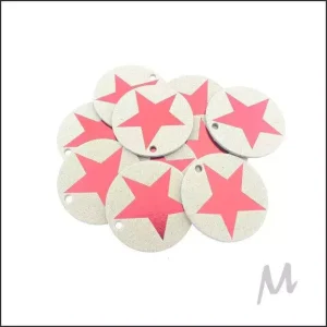 Kaartjes rond – ster rood (10st)