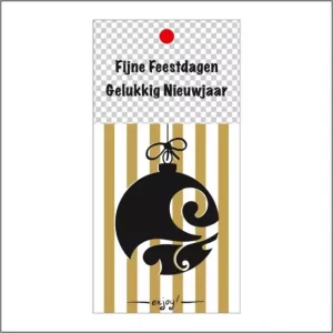 Cadeau kaartje – Fijne feestdagen Gelukkig nieuwjaar – gold – 20 st