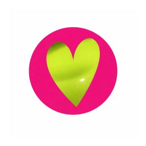 Etiketten – groen hart op roze – 250 stuks